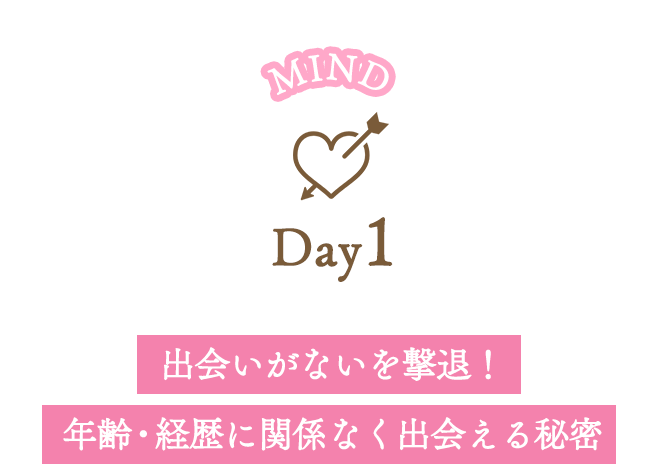 Day1：出会いがないを撃退！年齢・経歴に関係なく出会える秘密